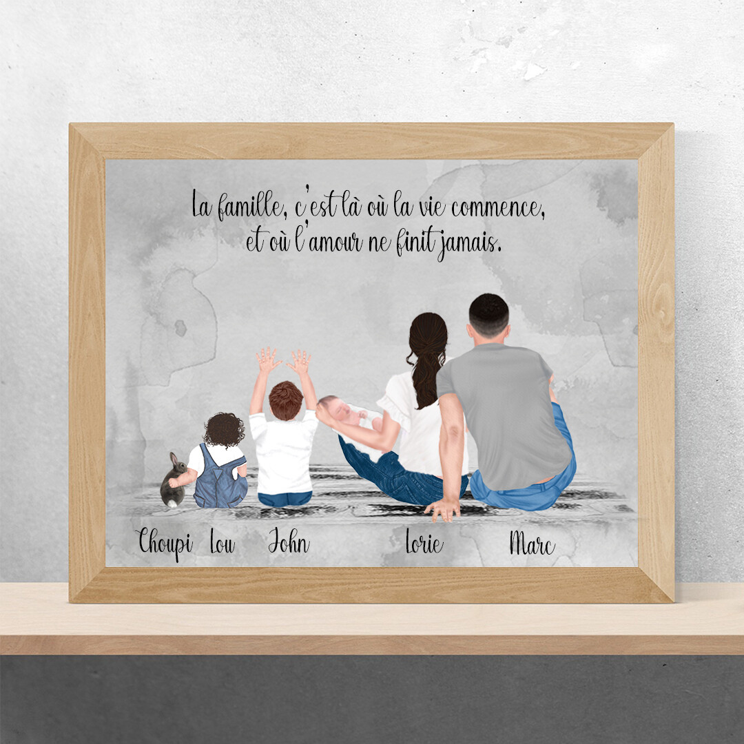 Portrait de Famille, Couple ou solo, avec nouveau-né | Illustration avec Animal de Compagnie
