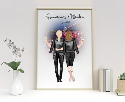 Portrait d&#39;amitié | Cadeau de Soeurs  | Cadeau d&#39;anniversaire