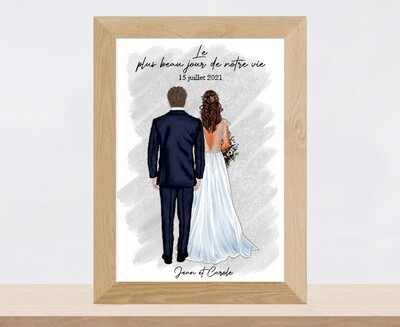 Portrait des Mariés, Elle et Lui | Illustration et Cadeau de Mariage