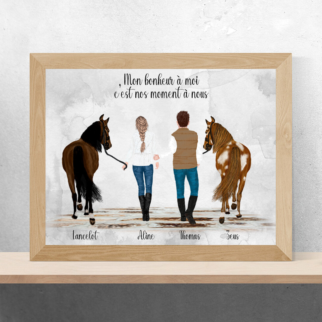 Portrait &quot;L&#39;amour des chevaux&quot; | Illustration personnalisée