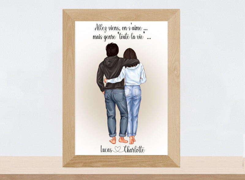 Portrait de Couple &quot;calins&quot;  | Cadeau de Saint Valentin