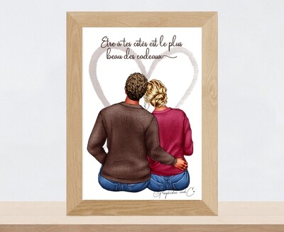 Portrait de Couple &quot;le plus beau des cadeaux&quot;  | Cadeau de Saint Valentin