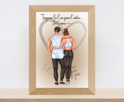 Portrait de Couple &quot;Fitness&quot;  | Cadeau de Saint Valentin