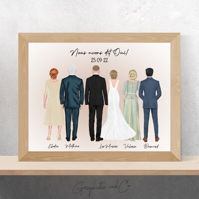 Portrait de Mariage | Les Mariés et leur Famille | Cadeau aux Parents des Mariés | Cadeau aux Mariés
