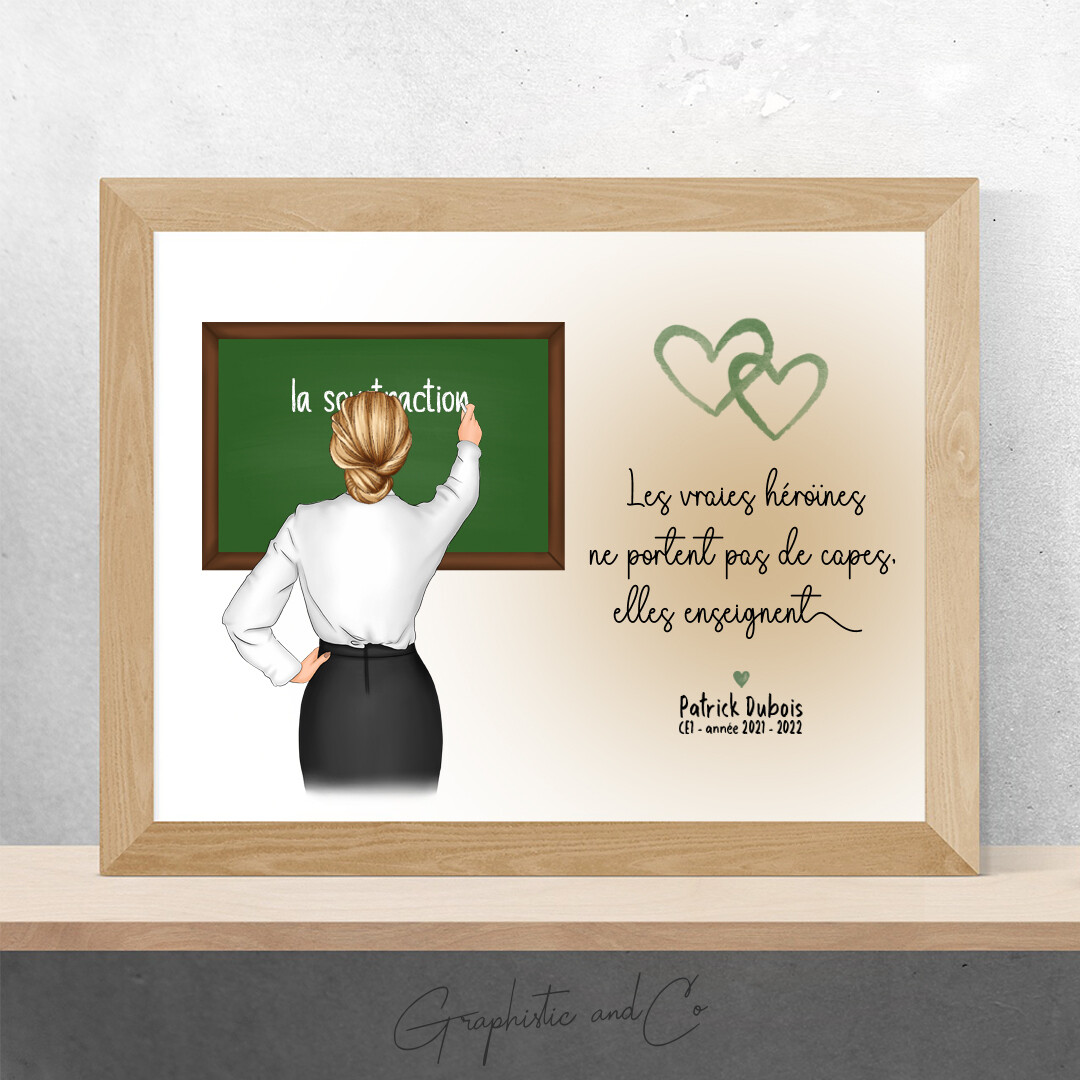 Portrait de &quot;Fin d&#39;année&quot; | Cadeau personnalisé pour professeur, enseignante, Atsem, nounou