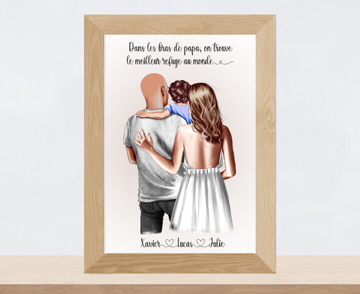 Portrait de Famille personnalisé | Affiche de Couple avec enfants
