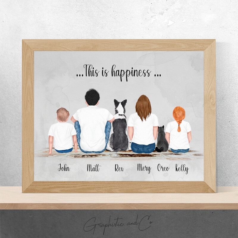 Portrait de Famille, Couple ou solo, avec nouveau-né | Illustration avec Animal de Compagnie