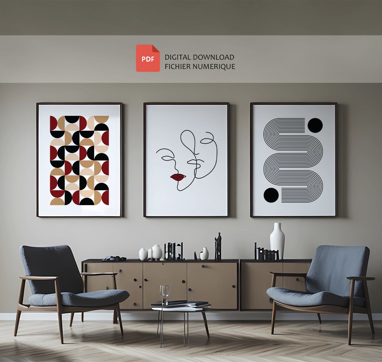 Lot de 3 Posters imprimables | Wall Art mural personnalisé