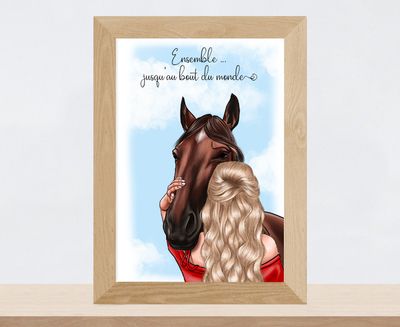 Portrait personnalisé Cavalière et Cheval