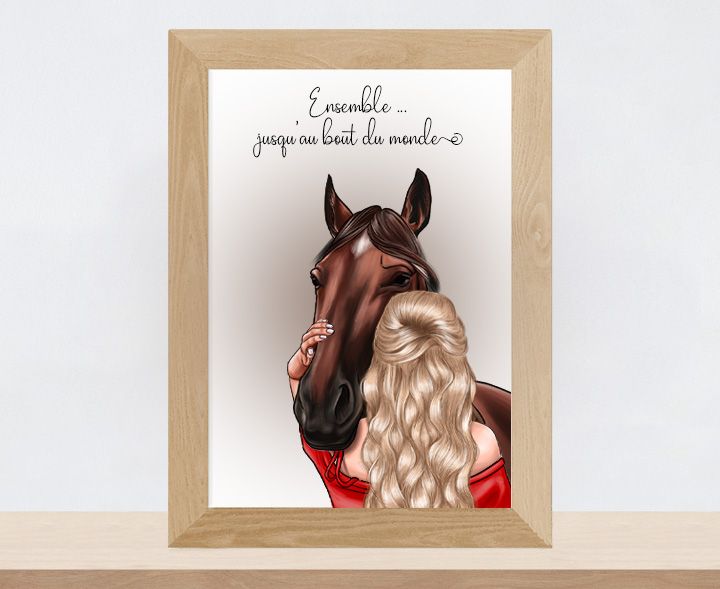 Portrait personnalisé Cavalière et Cheval