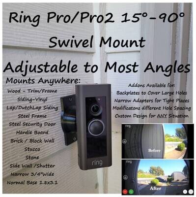 Ring Pro Doorbell 90 degree Swivel Adjustable Mount