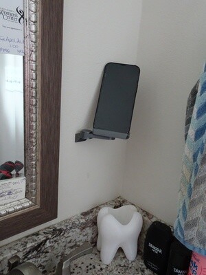 Wall Mounted Adjustable Rotating Phone / Tablet Stand - Adjust and Rotate Phone for Bathroom / Kitchen / Task