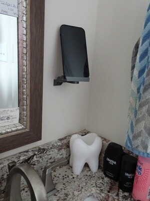 Wall Mounted Adjustable Rotating Phone / Tablet Stand - Adjust and Rotate Phone for Bathroom / Kitchen / Task