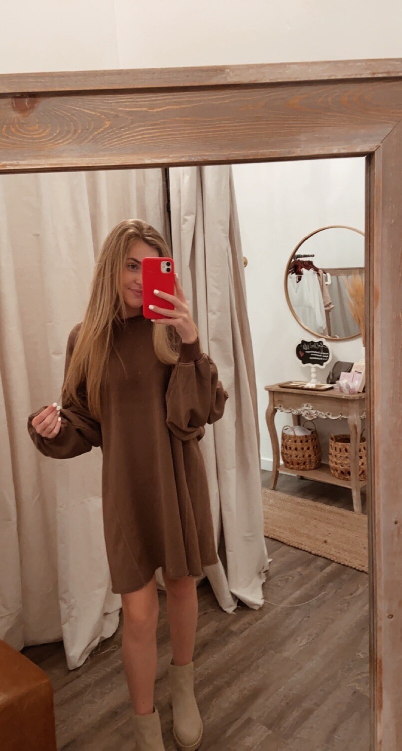 Brown French Terry Dress