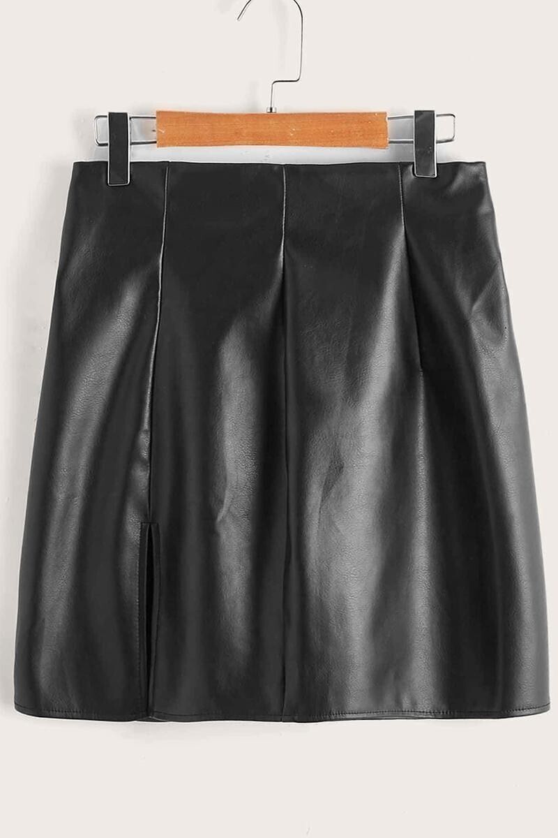 Split Hem Leather Skirt