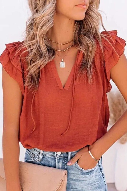 Red Ruffle Blouse 
