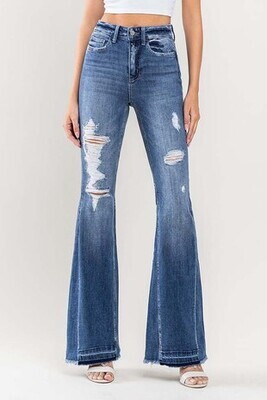 FM HR Distressed Flare Jeans