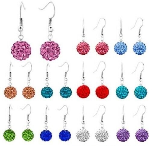 Lot de 5 paires de boucles d'oreilles Shamballa Pendantes
