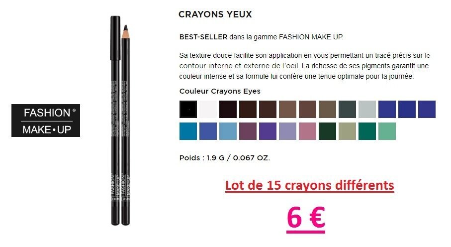 Lot de 15 crayons yeux