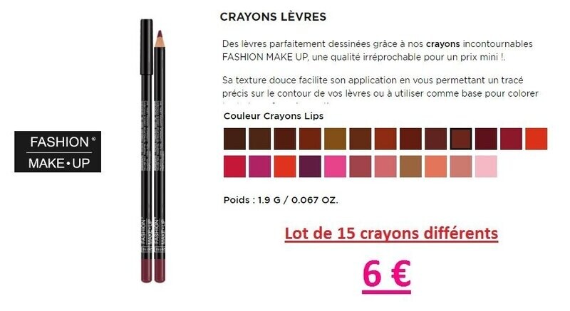 Lot de 15 crayons lèvres 