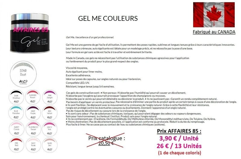 Lot de 13 gels couleurs