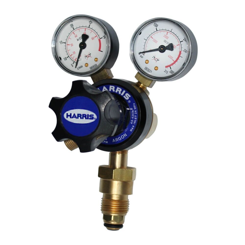 HARRIS MODEL 730, ARGON PRESSURE REGULATOR, 0-30LPM, VERTICAL INLET