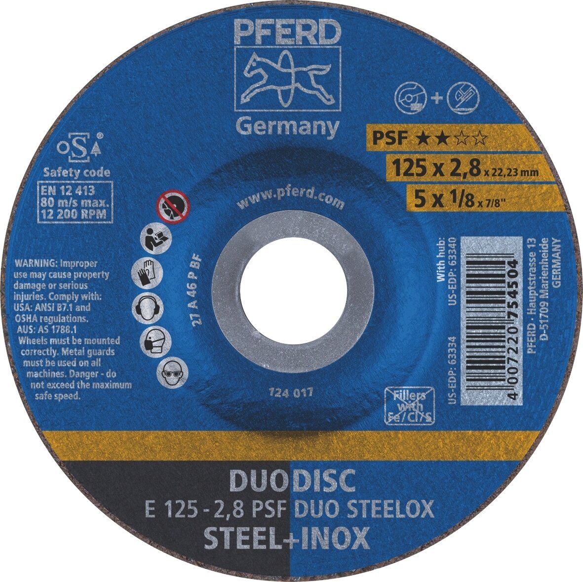 DUODISC CUT-OFF & GRIND WHEEL INOX / STEEL 125 X 2.8MM