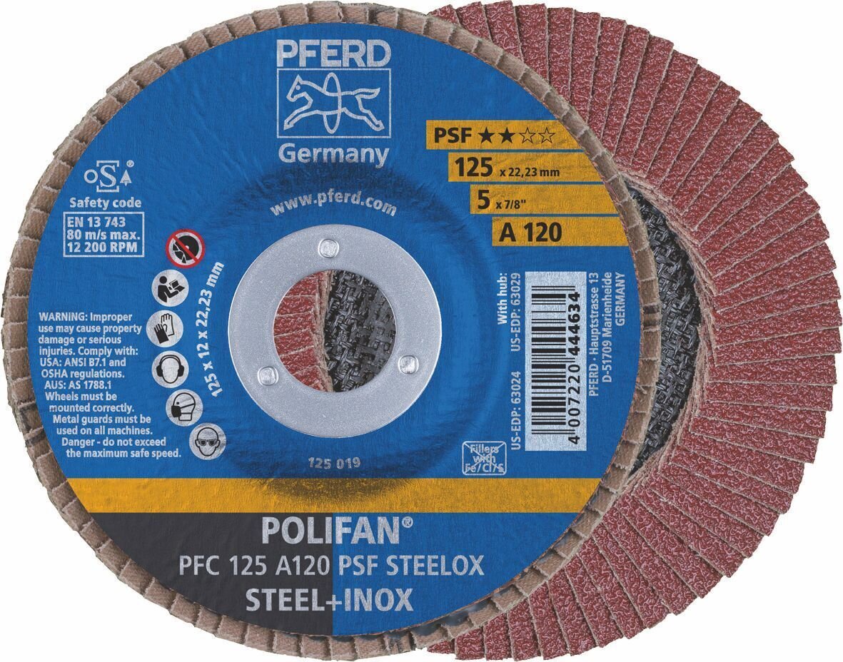 POLIFAN FLAP DISC GP ALUMINIUM OXIDE - STEEL / INOX PFC 125 A 120 PSF