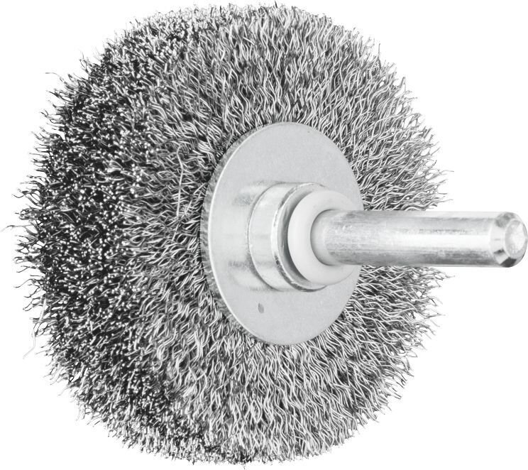 SHAFT MOUNTED WHEEL BRUSH - CRIMPED STEEL WIRE - 6MM SHAFT RBU 5015/6 ST 0.20