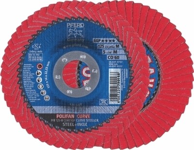 POLIFAN FLAP DISC SGP CERAMIC - STEEL / INOX PFR 125 CO 60 SGP-CURVE M