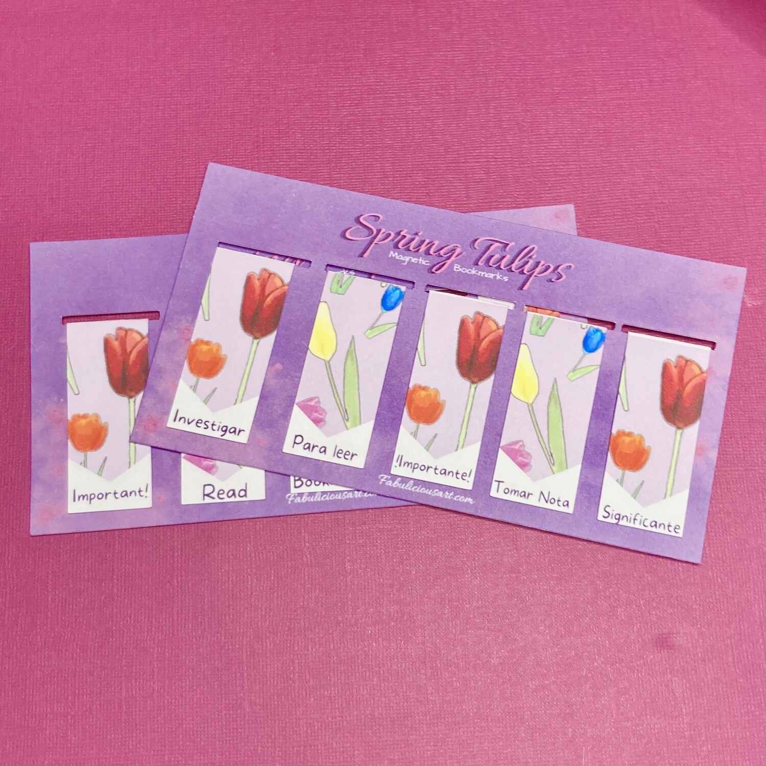 Spring Tulip Magnetic Bookmark Set