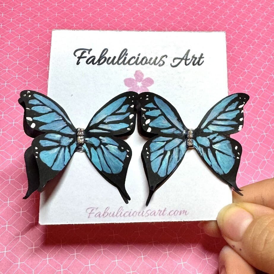 Morpho Blue Butterfly Stud Earrings (Large)