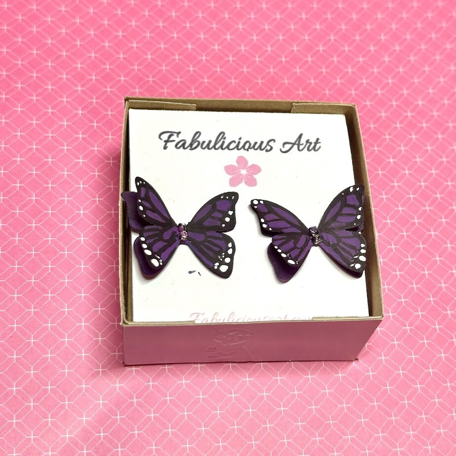 Emperor Purple Butterfly Stud Earrings (small)
