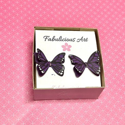 Emperor Purple Butterfly Stud Earrings (small)