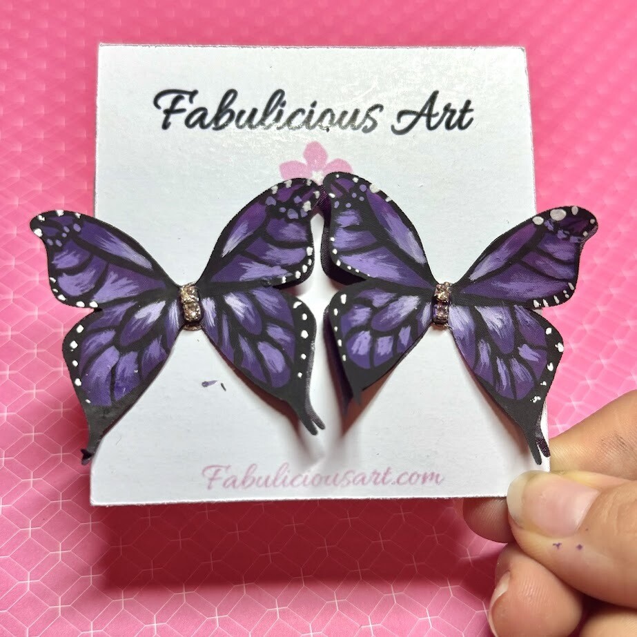 Emperor Purple Butterfly Stud Earrings (Large)