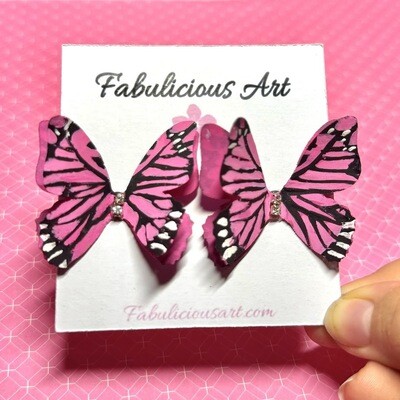 Fabulous Pink Butterfly Stud Earrings (Large)