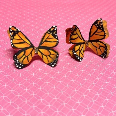 Monarch Orange Butterfly Stud Earrings (Large)