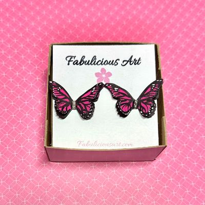 Fabulous Pink Butterfly Stud Earrings (small)
