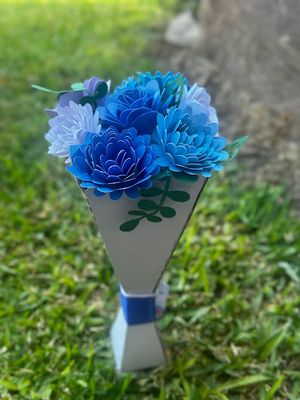 Blue Paper Flower Bouquet - Small
