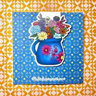 Ollita de Flores (Flowers in a Mexican Clay Mug) Magnetic Bookmark