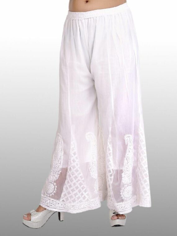 White Georgette Chikankari Sharara