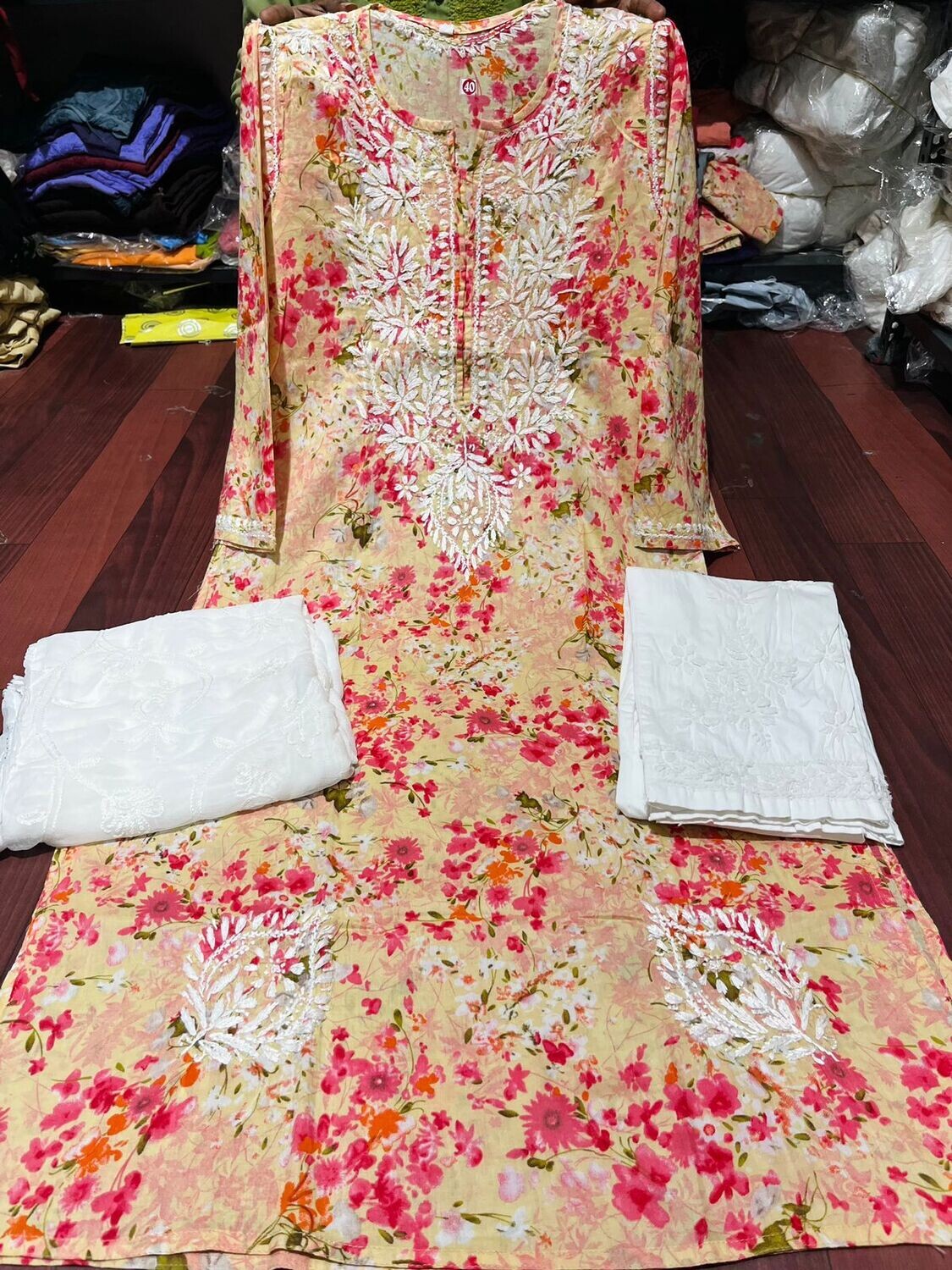 &quot;CONFETTI&quot; Mul Chikankari Kurta