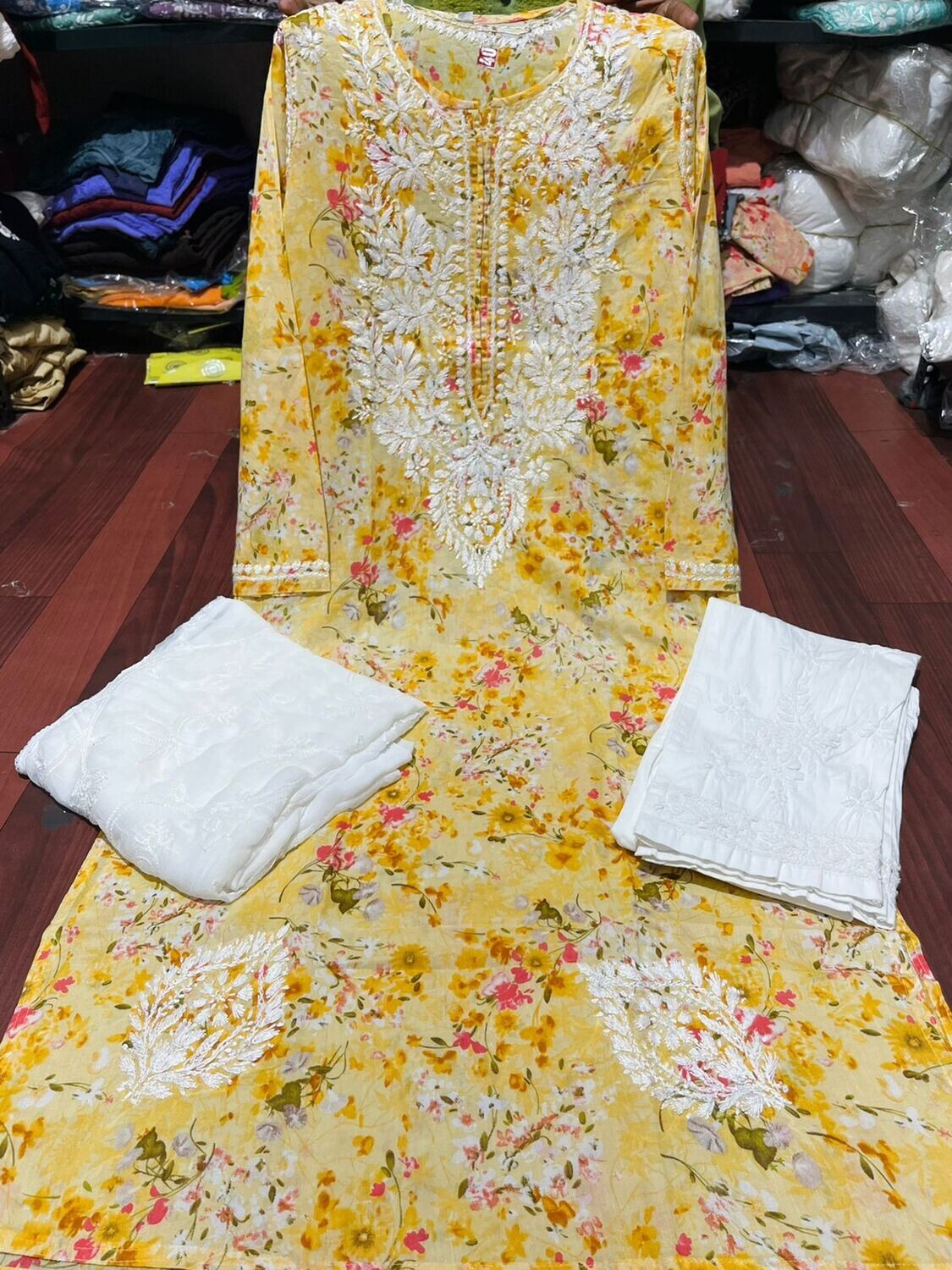 &quot;CONFETTI&quot; Mul Chikankari Kurta