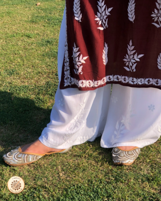 &quot;MAIRA&quot; White Rayon Cotton Chikankari Plazzo