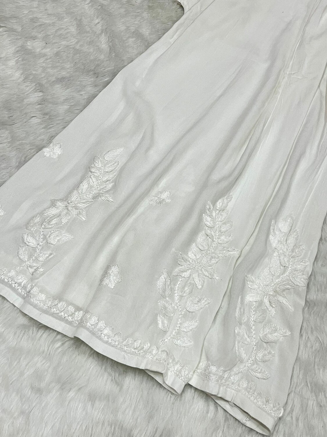 &quot;MAIRA&quot; White Rayon Cotton Chikankari Plazzo