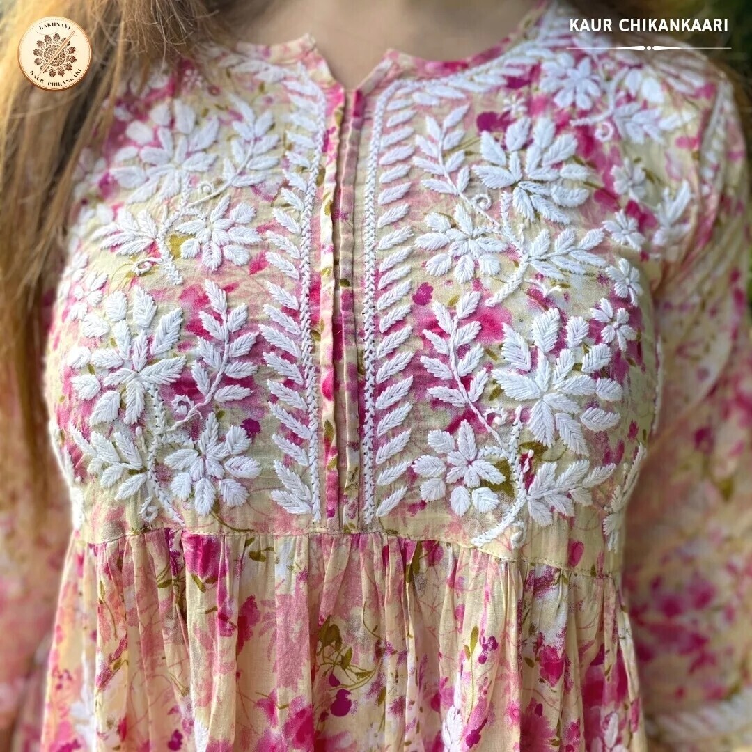 &quot;CONFETTI&quot; Mul Cotton Chikankari Short Tunic