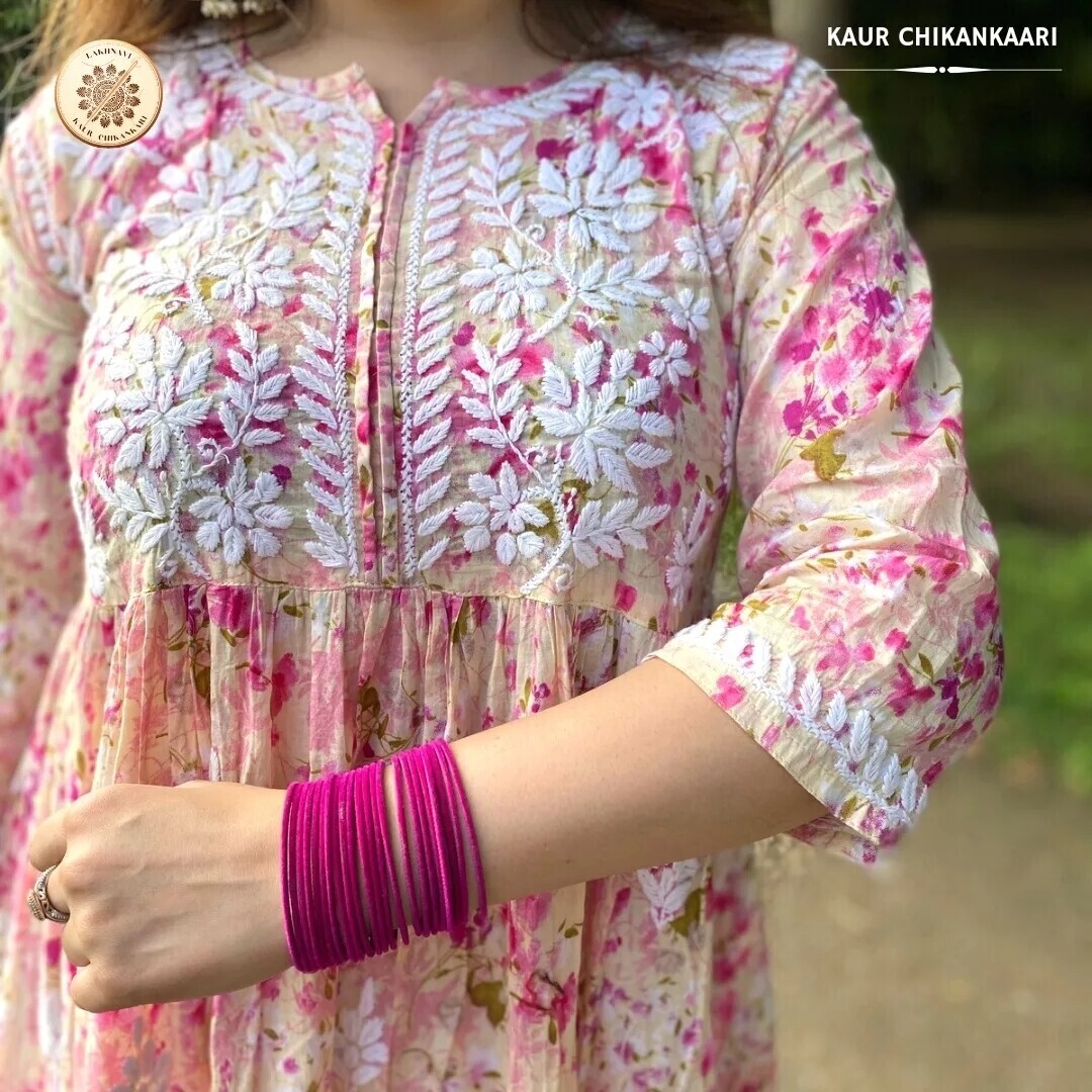 &quot;CONFETTI&quot; Mul Cotton Chikankari Short Tunic