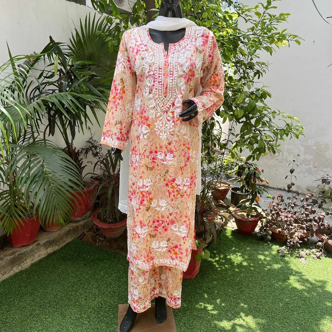 &quot;ROSE&quot; Mul Chikankari Kurta and Plazo
