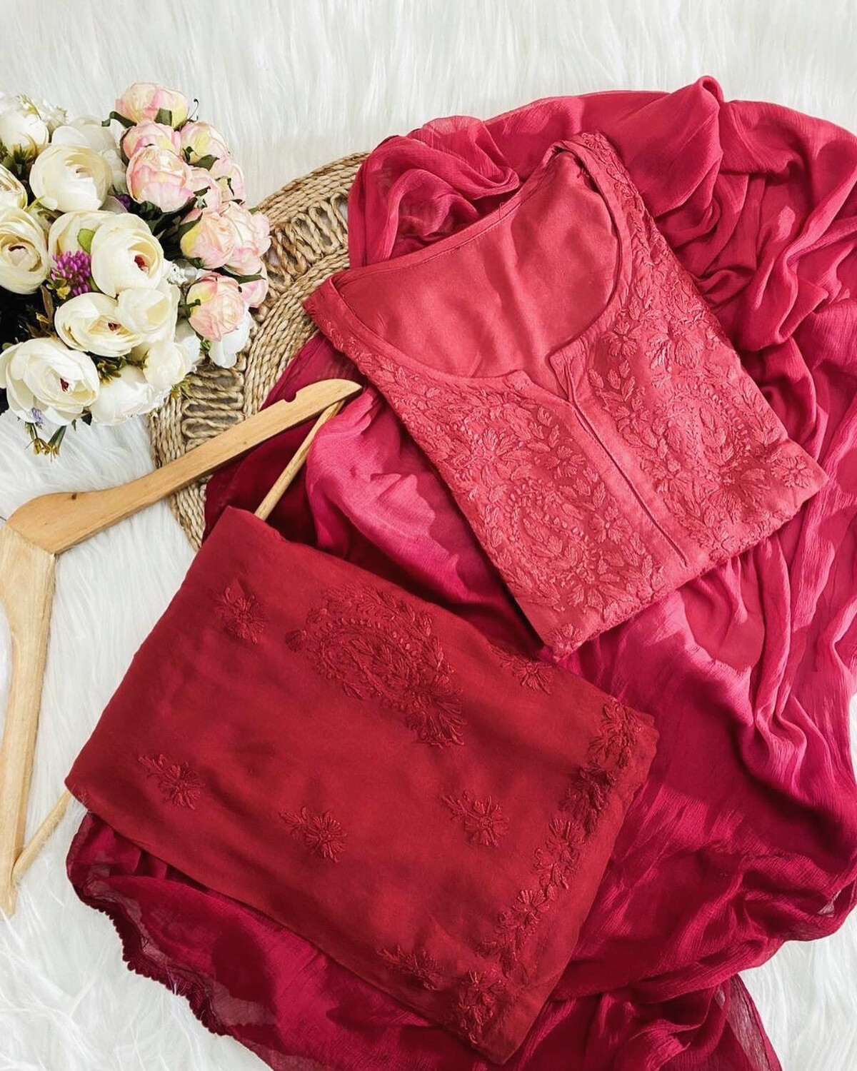 &quot;JINA&quot; Ombre Chikankari Suit Set