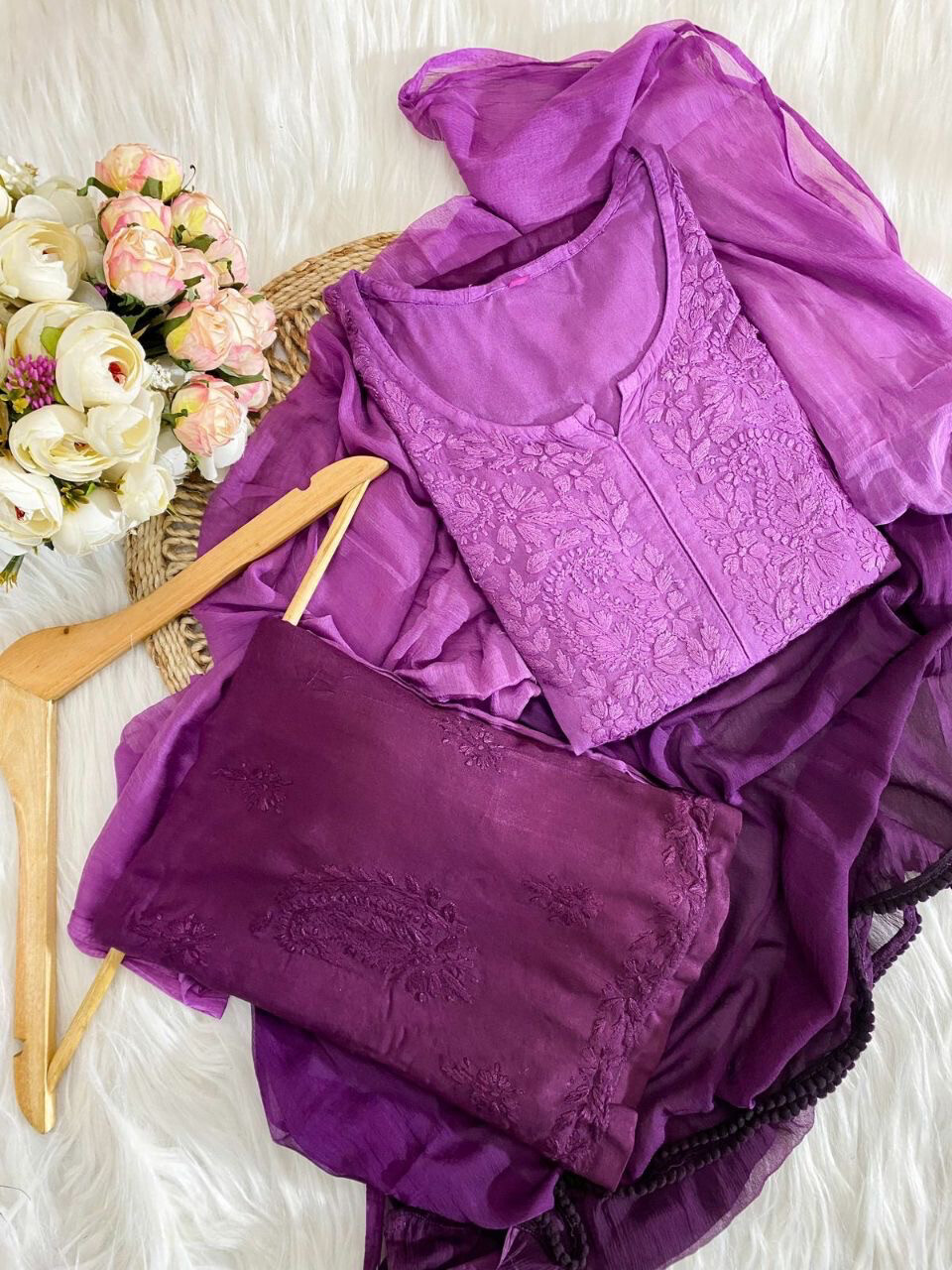 &quot;JINA&quot; Ombre Chikankari Suit Set